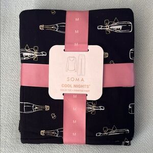 Soma Black Pajama Set with Bottle Design